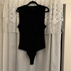 Donna Karan Elegant Black Label Faux Wrap Bodysuit size Large